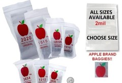 1000 PACK APPLE BRAND 2mil ZIPLOCK BAGS 1,000 baggies resealable plastic colors