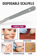 10PC DISPOSABLE SCALPELS #22-SINGLE USE – DISSECTING, SURGICAL, DERMAPLANING