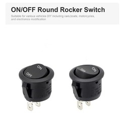 5Pcs 12V round Rocker Switch AC 6A/250V 10A/125V SPST 2 Pin 2 Position On/Off T