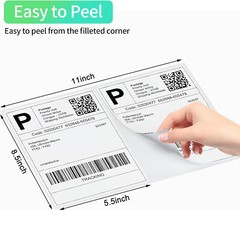 50-1000 Half Sheet Shipping Labels Page 8.5×5.5 Self Adhesive Round 2 Per Sheet