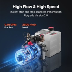 VEVOR 4 Quart Hydraulic Power Unit DC 12V Double Acting Hydraulic Pump White