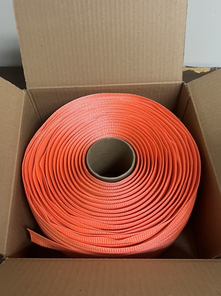 1 1/4” x 600′ x 3300# Orange Polyester Cord Woven Strapping