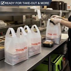 YoYoRain 1000 Pack White Thank You T-Shirt Bags with Handles, Large,