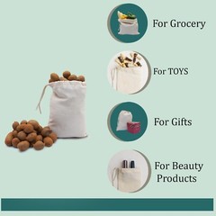 Cotton Single Drawstring Reusable Storage Natural 100% Cotton Muslin Bags