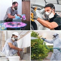 7 IN 1 Gas Mask Half Face Respirator Paint Spray Chemical Facepiece Safety 6200