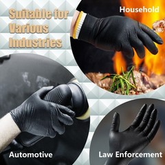 GP Craft Black Nitrile Gloves 8Mil Diamond Grip Disposable Latex-Free 1000/Case