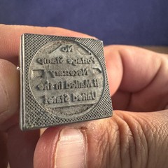 Vintage Letter Print Press Block “No Postage” Metal 1″x1″
