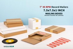 7 Inch 45 RPM Record Mailers (NOT for 12″ LPs), 7.5 x 7.5 x 1 Inch Easy-Fold …