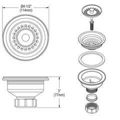Elkay LKQS35BK Polymer Drain Fitting 3-1/2 Inch Sink Opening in Black