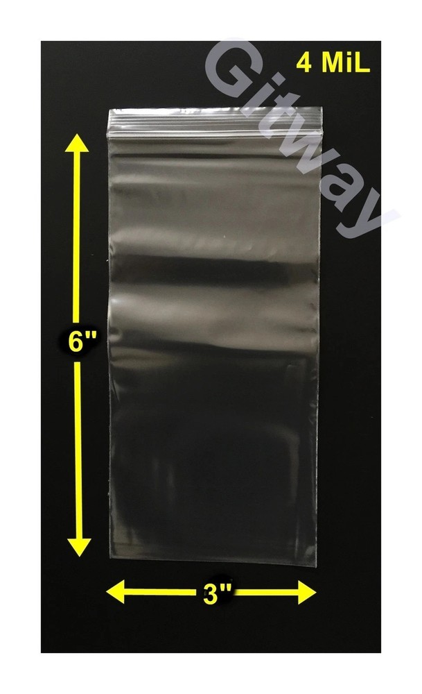 3″ x 6″ Reclosable Resealable Zipper Top Lock Clear Plastic 3×6″ Bags 4 MiL FDA