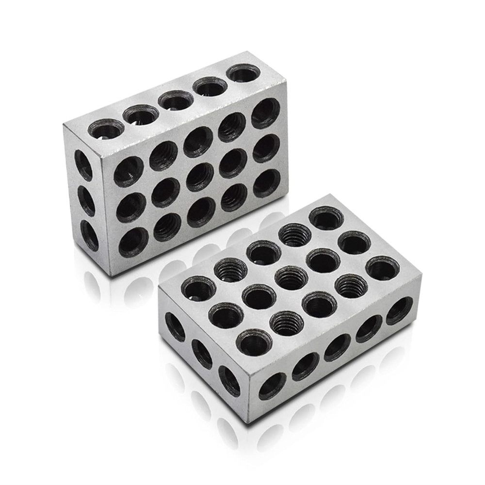 1 X 2 X 3 Inch Blocks Matched Pair Hardened Steel 23 Holes Accuracy 1 2 3 Block