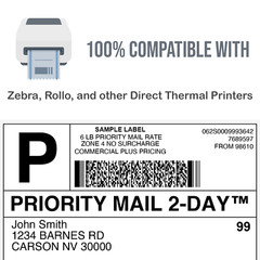 4×6 Thermal Labels Blank Shipping Direct Fanfold for Rollo Zebra Printer 1000 US
