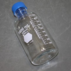 (10) Kimble Media Bottles 14395-1000, 1L / 1000mL, Borosilicate Glass, GL45 Cap