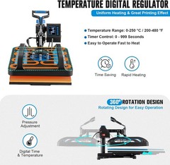 15″x15″ 5 in 1 Heat Press Machine T-Shirt Sublimation Printing with 30OZ Tumbler