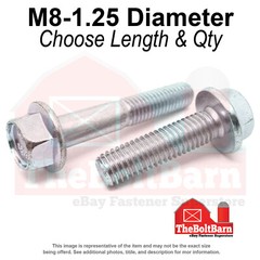 M8-1.25 Class 10.9 JIS Hex Flange Screws Bolts Zinc Clear (Pick Length & Qty)