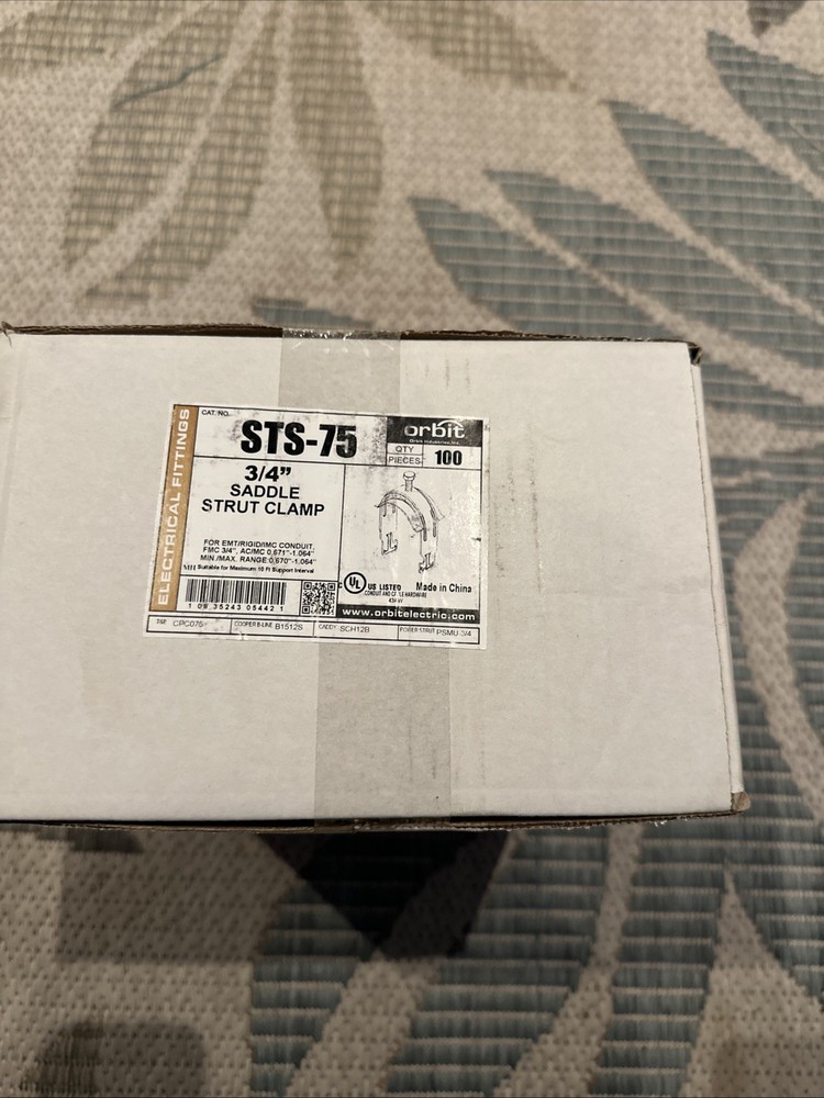 Box Of 100 Orbit STS-75 3/4″ Saddle Strut Clamp For Emt Rigid Imc Conduit New