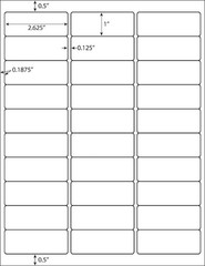 1 x 2 5/8 15000 Address Shipping Labels Laser Injet Adhesive 500 Sheet 2.625 x 1