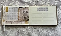 junk journal hand made canvas lace raffia bow 6 1/2 x 9 1/4 in. approx 80 pgs.