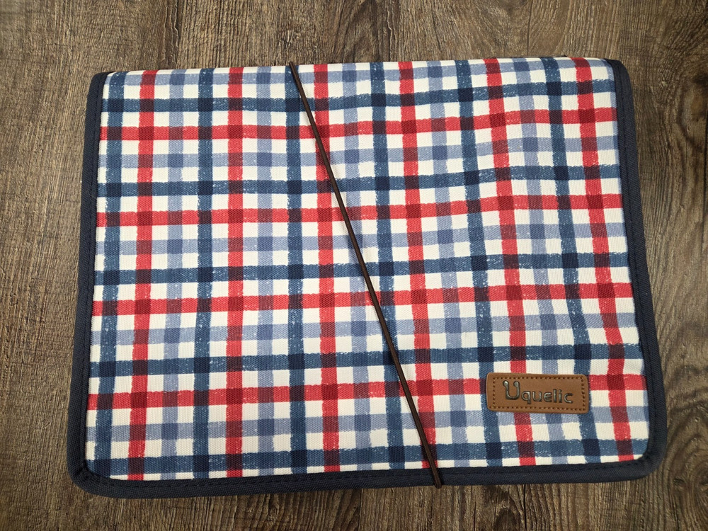 Crafting Scrapbook Linen-Like Red White Blue Fabric Covered File Accordion NEW