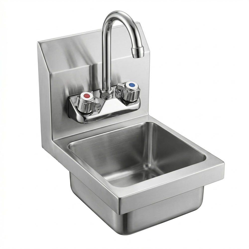 12 in. x 9 in. x 13 in. Wall Mount Stainless Steel Hand Sink