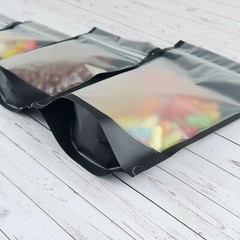 100 Colored Food Safe Plastic Resealable Pouch Stand Up Bags with Frosted Window