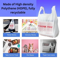 New Large 21 x 6.5 x 11.5 Thank You T-Shirt Plastic whiteBags 1000 FREESHIPPING
