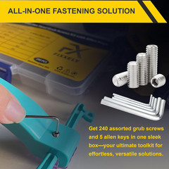 240Pcs Stainless Steel Allen Head Socket Hex Set Grub Screw Assortment Cup Point