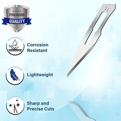 Box of 100 Sterile Surgical Blades #11 – Individually Foil Wrapped, Carbon Steel