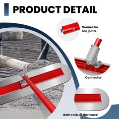 48”x12”Bull Float Concrete Tool w/4 Handles Aluminum Alloy Concrete Grey