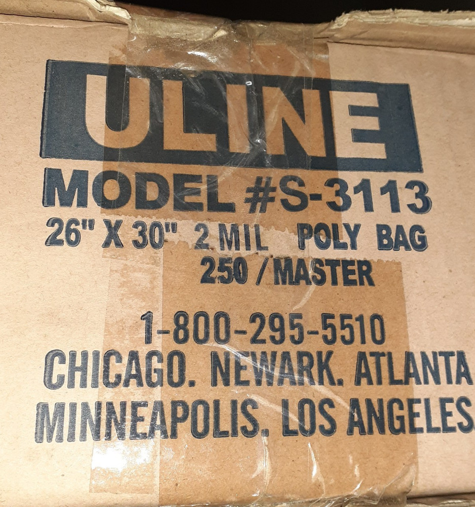 U-LINE 26×30″ Clear Poly Bags Lay-Flat Open Top End 2-Mil Case NOS FREE USPS