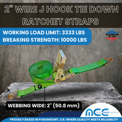 USA Heavy Duty 2″ x 40′ 50′ 60′ Ratchet Strap J Hook Flatbed Truck Farm Tie Down