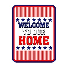 Portrait Round Plus Stars, Stripes, and Proud: Welcome to Our Home Sign