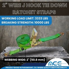 Heavy Duty 2″ x 30′ Ratchet Strap w/ J Wire Hook Flatbed Truck Trailer Tie Down