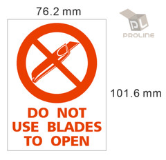 1 Roll 500 Labels 3×4 Do Not Use Blades To Open Warning Stickers