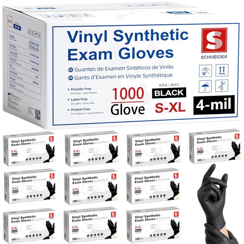 Disposable Gloves – Latex-Free Black Vinyl (1000)