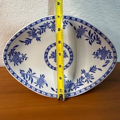 Vintage Jackson China Blue White Floral Basket Oval Serving Bowl Restaurant 9.75