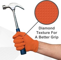 First Glove Grip 8 Mil Orange Nitrile Diamond textured Gloves