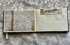 junk journal hand made canvas lace raffia bow 6 1/2 x 9 1/4 in. approx 80 pgs.
