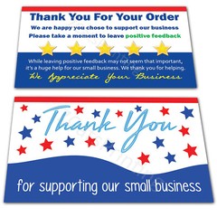 100 Thank You Supporting Our Small Business Cards for eBay Purchase Order Notes