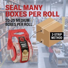 Tape Logic Heavy Duty Packing Tape with Dispenser (2 Pack) – 2.6 Mil Thick Cl…