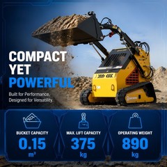 24HP Mini Skid Steer Loader 4in1 Bucket 3-Stage Pump Hydraulic System W/Forklift