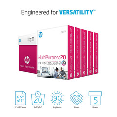 HP Multipurpose Paper 8.5×11, 20 lb, 96 Bright, 5 Ream Case -2500 Sheets Printer