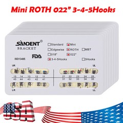 10 Packs Dental Orthodontic Braces Brackets Mini Roth 022″Slot 345 Hooks 200pcs