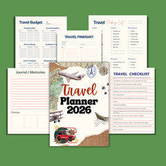 Minimalist Printable Travel Palnner Checklist Packaing List Itinnary