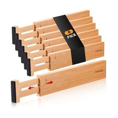Fabsome Drawer Divider 6 Pack, Bamboo Dresser Organizers for Clothes Socks Un…