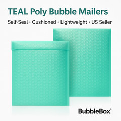 Teal Poly Bubble Mailers #000-# 5| 50/100/200 Packs | Shipping Supplies