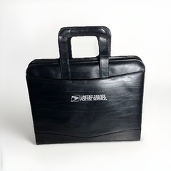 United States Postal Service (USPS) Black Leather Zippered Binder w/ Handles VTG
