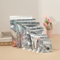 100 Flat Clear/Silver Star Metallized Foil Resealable Zip Bags (Select Size)
