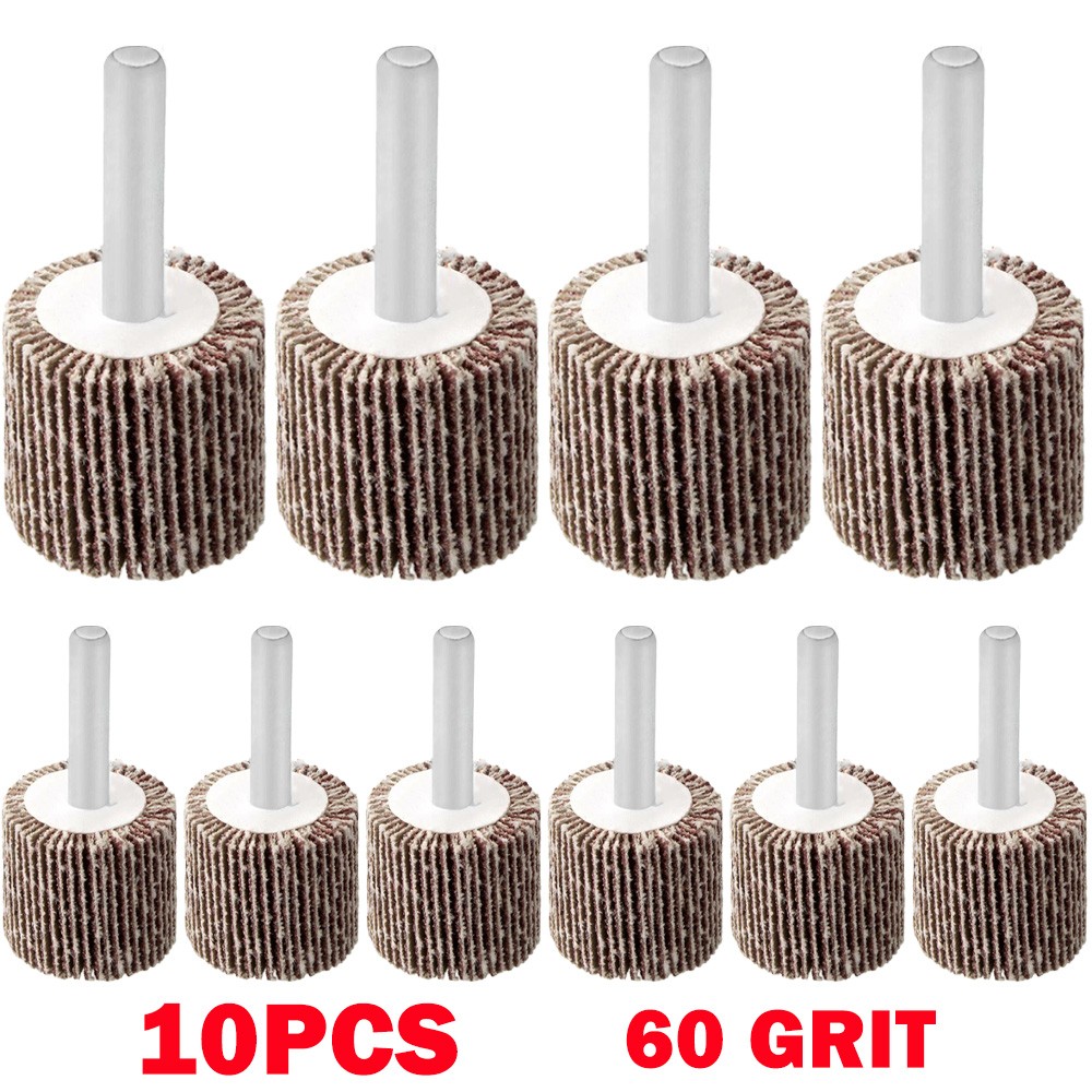 10Pcs 60 Grits Drill Flap Wheel Sander 1x1x1/4″ Flapper Sanding Grinding NEW