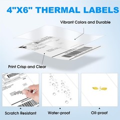 4″x6″ Direct Thermal Shipping Labels 250/Roll 450/Roll 500/Roll for Zebra Rollo
